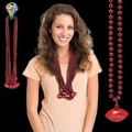 33" Red Football Bead Necklace
